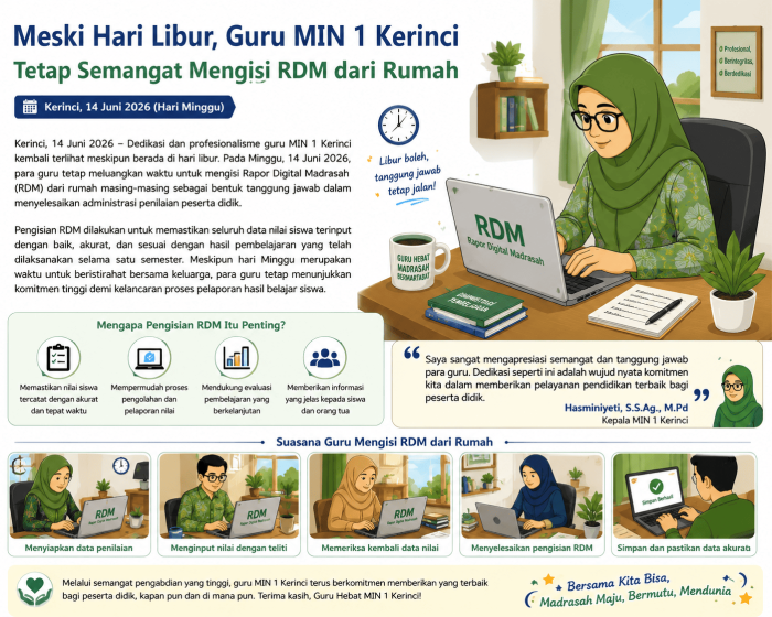 Meski Hari Libur, Guru MIN 1 Kerinci Tetap Semangat Mengisi RDM dari Rumah