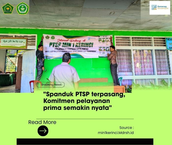 Spanduk PTSP Terpasang, Komitmen Pelayanan Prima Semakin Nyata!