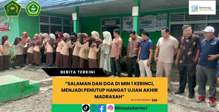 Salaman dan Doa di MIN 1 Kerinci, Menjadi Penutup Hangat Ujian Akhir Madrasah