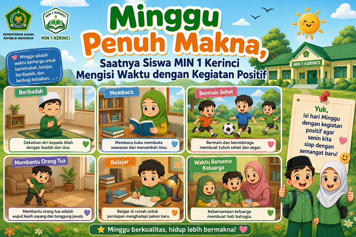 Minggu Penuh Makna, Saatnya Siswa MIN 1 Kerinci Mengisi Waktu dengan Kegiatan Positif Minggu Penuh Makna, Saatnya Siswa MIN 1 Kerinci Mengisi Waktu dengan Kegiatan Positif