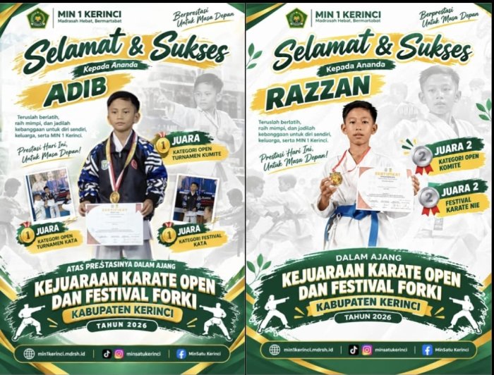 Ukir Prestasi di Arena Karate, Adib dan Razzan Harumkan Nama MIN 1 Kerinci Ukir Prestasi di Arena Karate, Adib dan Razzan Harumkan Nama MIN 1 Kerinci