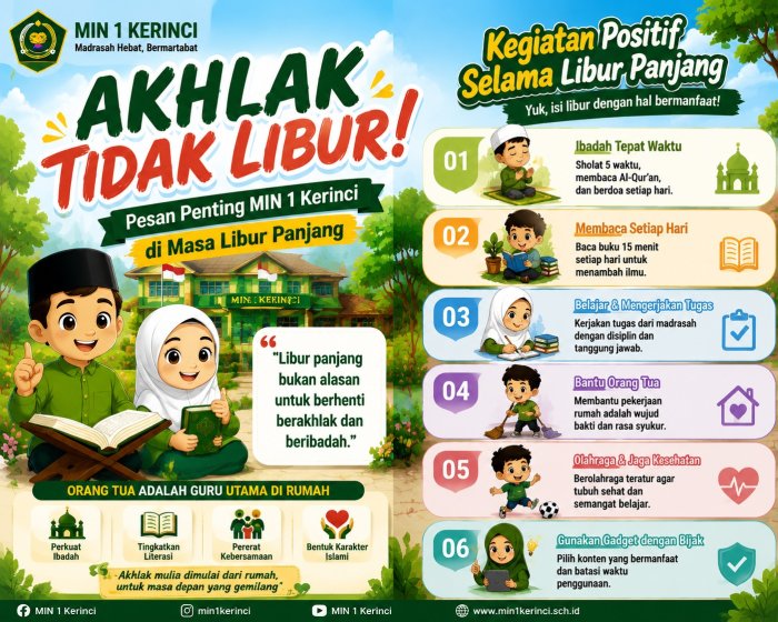 Libur Panjang Dimulai, Tapi MIN 1 Kerinci Ingatkan: Akhlak Anak Tetap Prioritas!