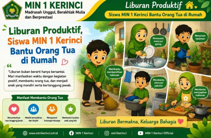 Liburan Produktif, Siswa MIN 1 Kerinci Bantu Orang Tua di Rumah