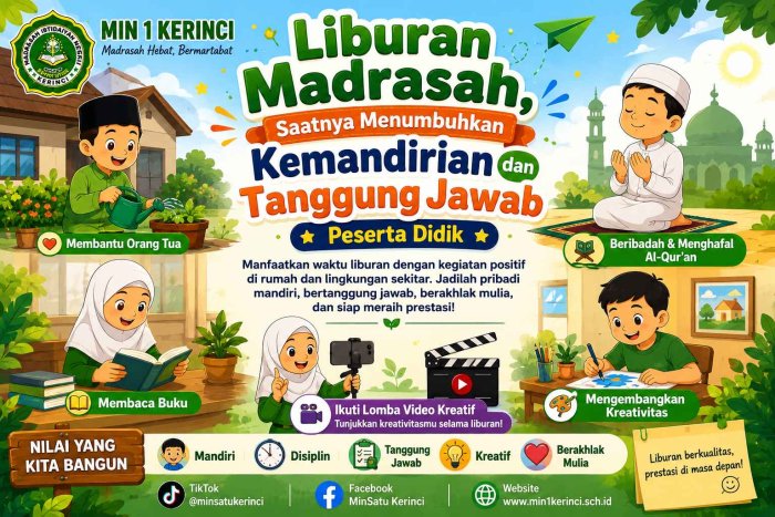 Liburan Madrasah, Saatnya Menumbuhkan Kemandirian dan Tanggung Jawab Peserta Didik