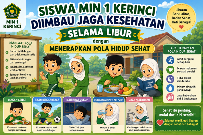 Siswa MIN 1 Kerinci Diimbau Jaga Kesehatan Selama Libur dengan Menerapkan Pola Hidup Sehat