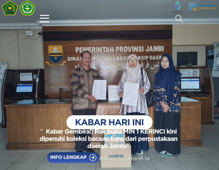 Kabar Gembira! Rak Buku MIN 1 Kerinci Kini Dipenuhi Koleksi Bacaan Baru dari Perpustakaan Daerah Jambi