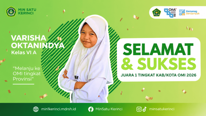 Selamat dan Sukses! Varisha Oktanindya Kelas VI A Raih Juara 1 OMI 2026 Tingkat Kabupaten/Kota