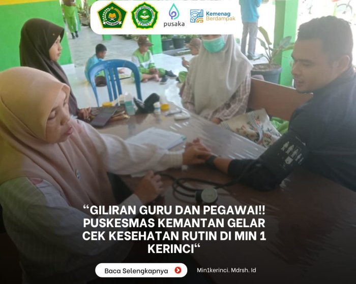 Giliran Guru dan Pegawai! Puskesmas Kemantan Gelar Cek Kesehatan Rutin di MIN 1 Kerinci Giliran Guru dan Pegawai! Puskesmas Kemantan Gelar Cek Kesehatan Rutin di MIN 1 Kerinci