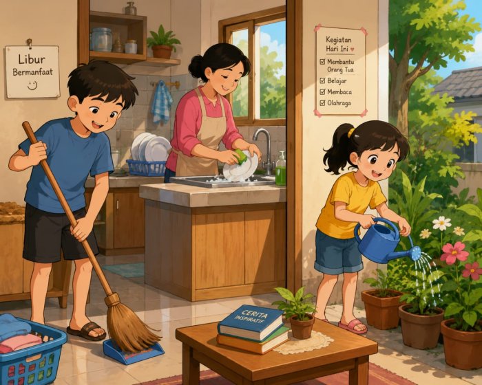 Siswa MIN 1 Kerinci Manfaatkan Libur dengan Membantu Orang Tua di Rumah