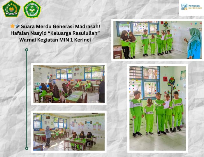 🌟🎤 Suara Merdu Generasi Madrasah! Hafalan Nasyid Keluarga Rasulullah Warnai Kegiatan MIN 1 Kerinci