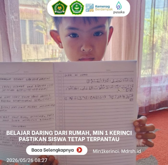 Belajar Daring dari Rumah, MIN 1 Kerinci Pastikan Siswa Tetap Terpantau