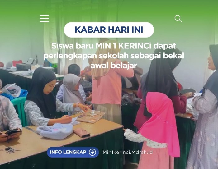 Siswa Baru MIN 1 Kerinci Dapat Perlengkapan Sekolah sebagai Bekal Awal Belajar