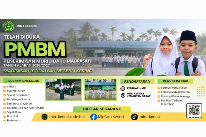 saatnya Bergabung di MIN 1 Kerinci! PMBM Dibuka-Daftar Online Tinggal Scan QR, Offline Tetap Bisa