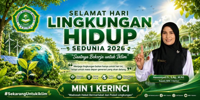 Peringati Hari Lingkungan Hidup Sedunia, MIN 1 Kerinci Gelar Gotong Royong Serentak Bersihkan Madrasah